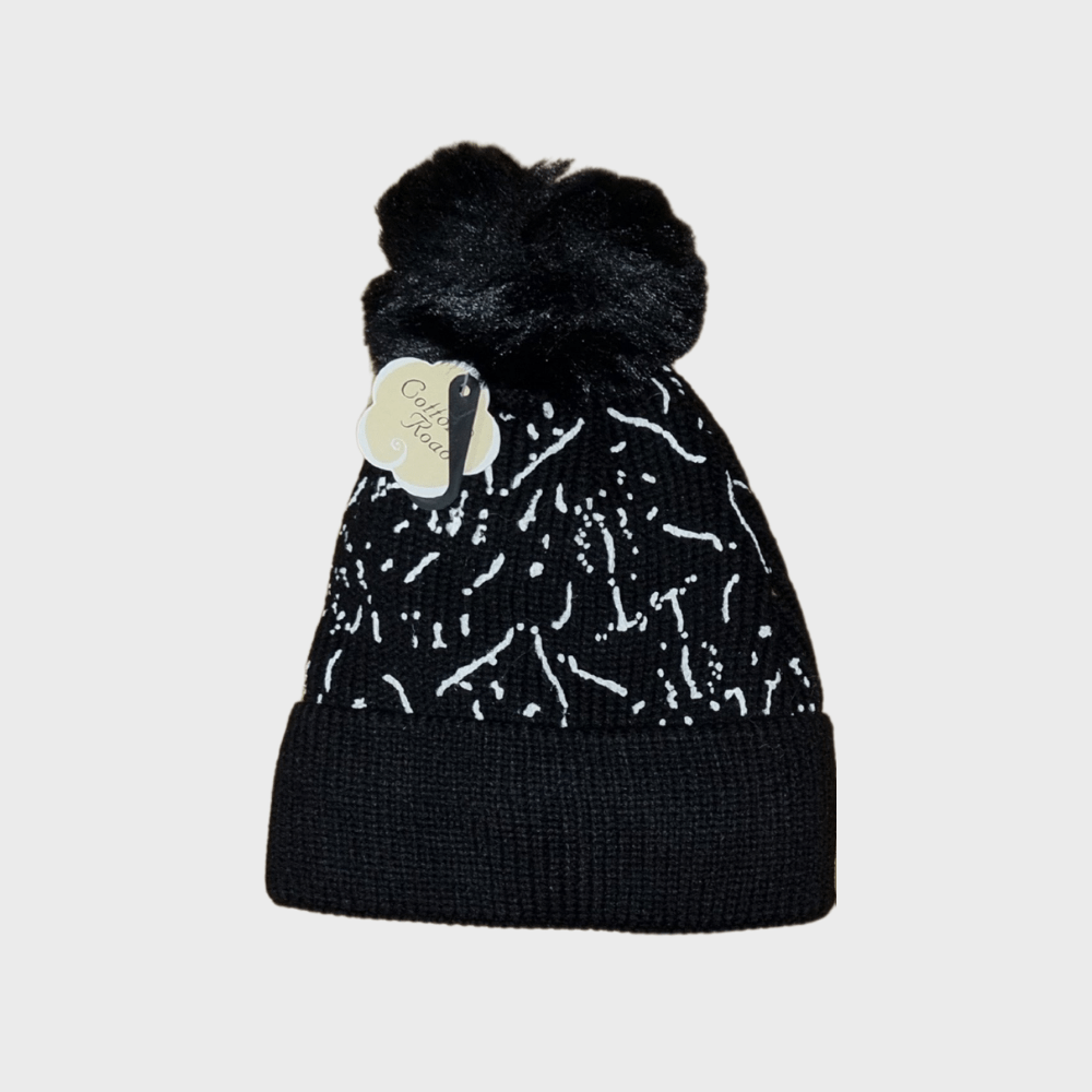 Cotton Road Beanies with paint detail - black