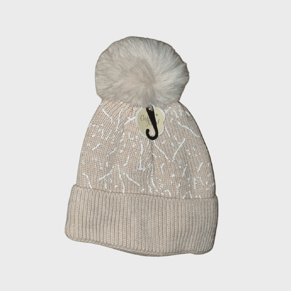 Cotton Road Beanies with paint detail - cream