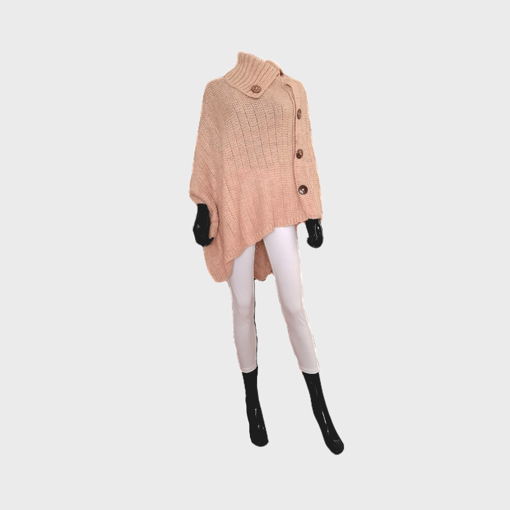 Cotton Road Poncho with button detail - Pink